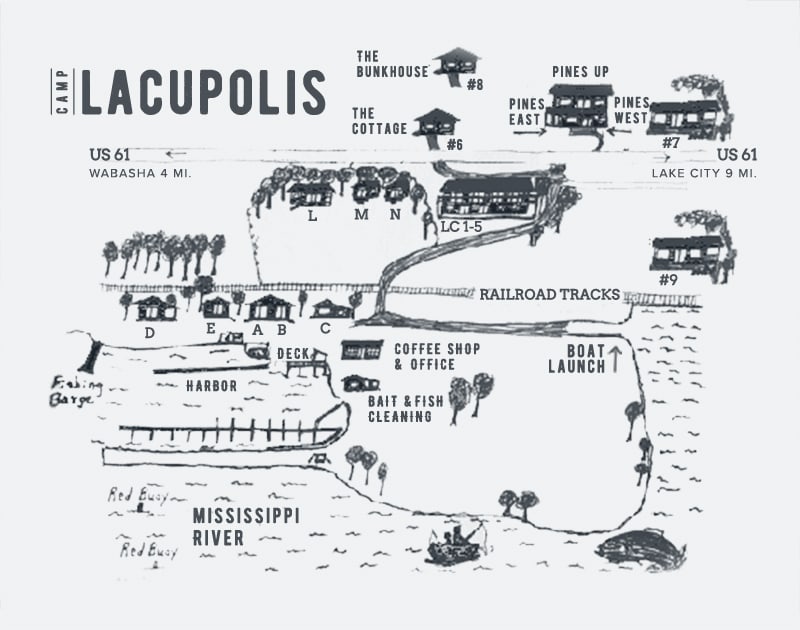 Map of Camp Lacupolis on Lake Pepin